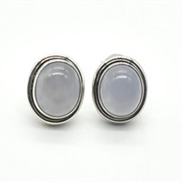 Silver Chalcedony(8.15ct) Earrings