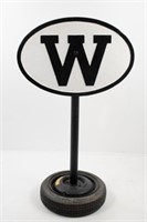 Cast Iron "W" Railroad Whistle Sign