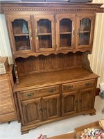 Oak China cabinet with plate rail the cabinet is
