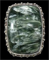 Sajen sterling silver bezel set large green agate