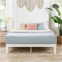 Mellow 12in Solid Wood Bed  Full  White
