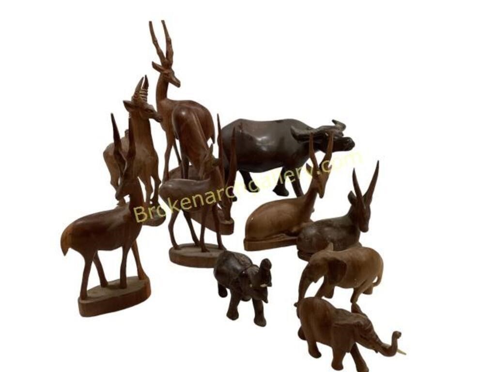 Eleven Wood Carved Animals