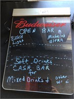Budweiser markable lit Bar Sign 18" x 24"