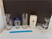 Assorted Glass Candle Holders  & Ceramic Decor