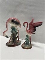 2 Flamingo Figurines