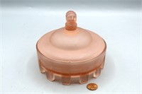 1930s Taussaunt Art Deco Jester Glass Powder Jar