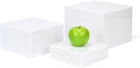 Set of 3 Glossy White Acrylic Cube Display Nesting