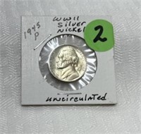 1945-P Uncirculated WWII Silver Nickel
