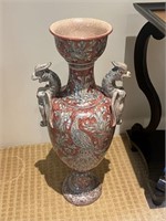Large Biagioli Gubbio Hand Signed Dragon Vase