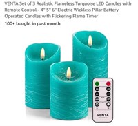 MSRP $25 Set 3 Flameless Candles w/Remote