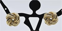 14K Yellow Gold Knotted Ball Stud Earrings