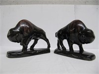 C.C.C. CANADIAN POTTERY BUFFALO BOOKENDS