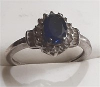 RING SZ 7 BLUE STONE MARKED P STAR M 925