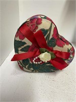 Vintage Heart Shaped Fabric Trinket Box  k