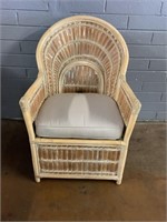 Chair W/Rattan Frame, Storage In Seat, 37in Tall