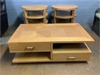 Stanley Coffee Table & 2 End Tables, Like New