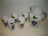 Hand Painted Pitcher & Glass Set