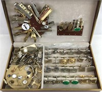 Group Of Assorted Cuff Links, Tie Clips, & More