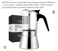 GEESTA Premium Crystal Glass-Top Stovetop Espresso