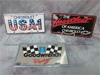Three Chevy Embossed License Plates