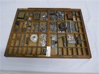 Printers Type Tray with assorted wood and lead typ