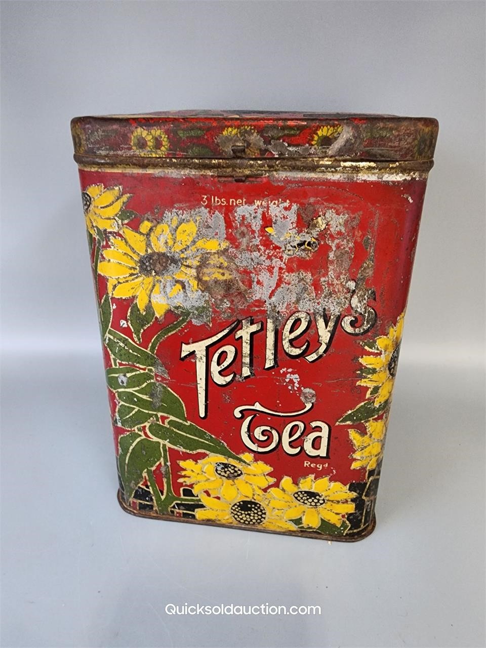 Large Old Tetley Tea Tin