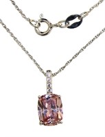 Cushion Cut 2.00 ct Natural Morganite Necklace