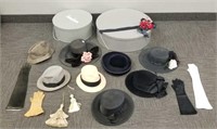 Group of hats, gloves, etc. & 2 Neiman Marcus hat