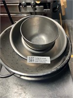 Lot of Stainless Steel Bowls and Colander