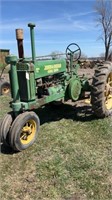 John Deere model A unstyled, runs and drives, no