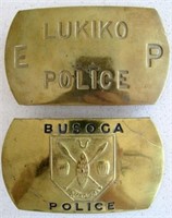 Two large African brass belt buckles