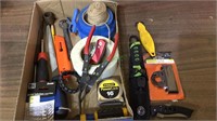 Tray lot of tools, includes a UST knife, Stanley