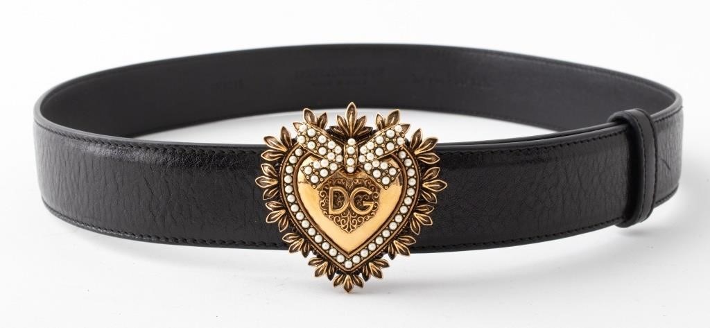 Dolce & Gabbana Heart Motif Buckle Leather Belt