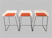 (3) MID CENTURY STEELCASE SCOOP STOOLS