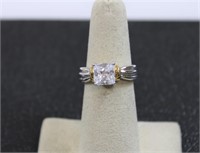 3.04ct white sapphire emerald cut solitaire ring