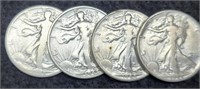 (4) W. Liberty Half Dollars: 1944-P,D,S; 1945