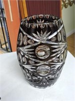 Beautiful Cut Glass Black Vase 12"T