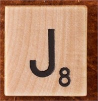 200 Scrabble Tiles - Natural Wood - Letter J