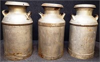 Three Milk Cans with Lids