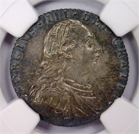 GREAT BRITAIN: 1787 Silver Six Pence NGC MS63