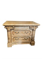 Ornate All-Wood Side 2 Drawer Dresser