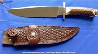 Natural Antler Handle Knife by Boker w/Sheath