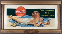 1940s COCA-COLA ADVERTISING SIGN IN ORIGINAL FRAME
