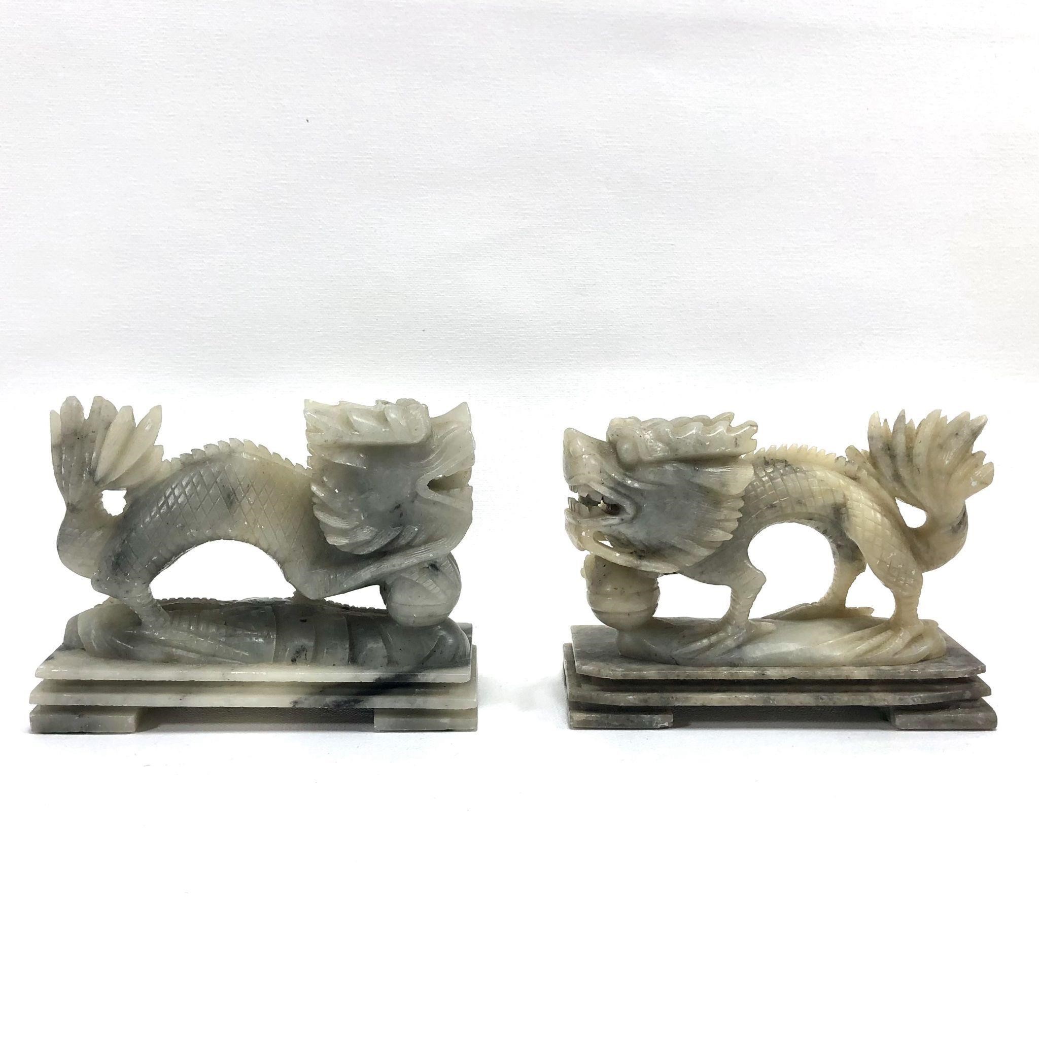 Vintage Sly Faced Asian Foo Dog Bookends