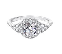 925S 1.0ct Moissanite Diamond Halo Ring