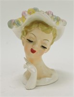 Lady head vase 5 1/2", #1843, chip to hat