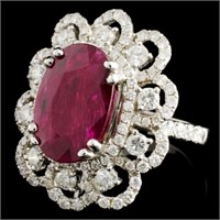 18K Gold Ruby & Diam Ring - 6.07ct & 1.80ctw