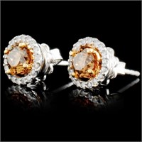 1.29ctw Fancy Diamond Earrings in 14K Gold