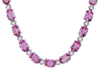 25.00ct Sapphire & 1.35ct Diam Necklace 14k Gold