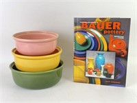 Bauer Pottery Nesting Bowls and Book